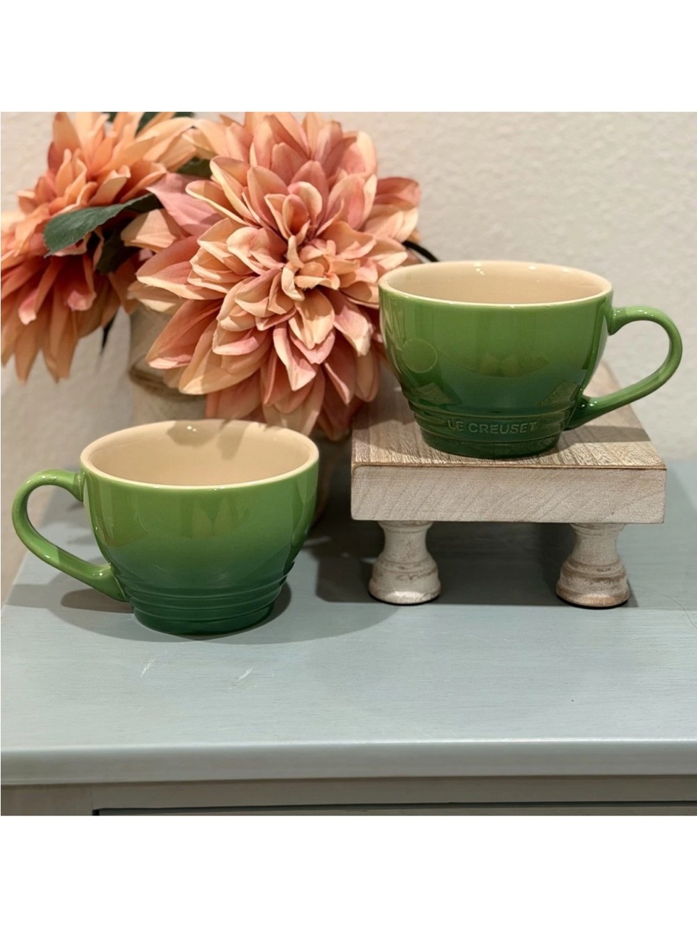 Le Creuset Stoneware Giant
Cappuccino Bistro Mug 14 oz Bamboo
Green NEW Set-2